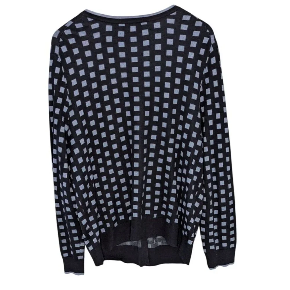 Charter Club Navy & Light Blue Checkered Button-Front Cardigan XXL Cotton Blend - Picture 2 of 13